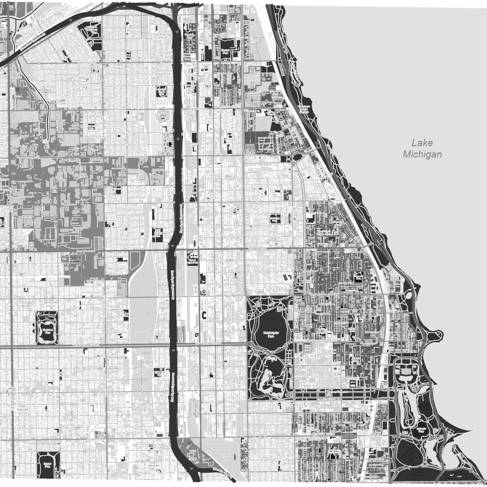 Monochrome Map of Chicago